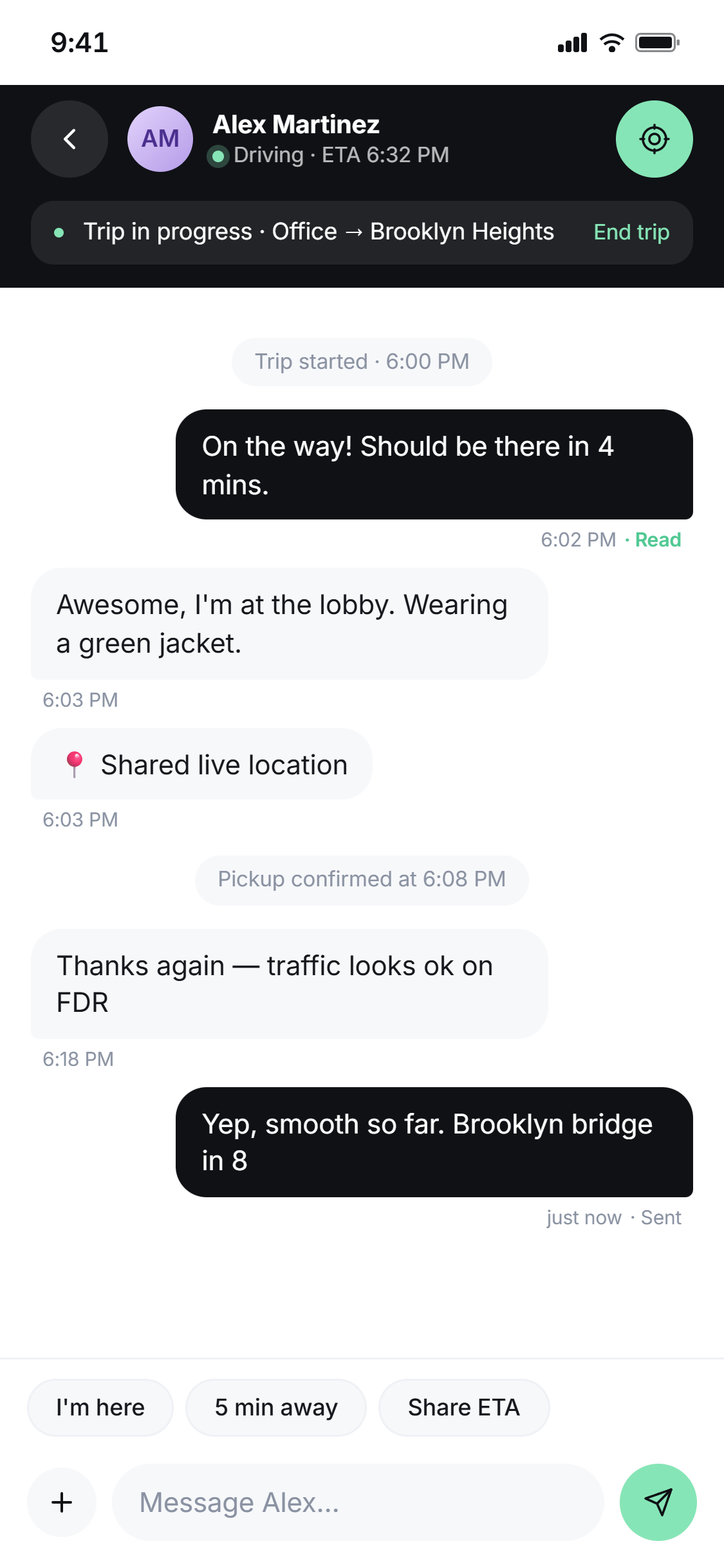 Savan in-trip screen